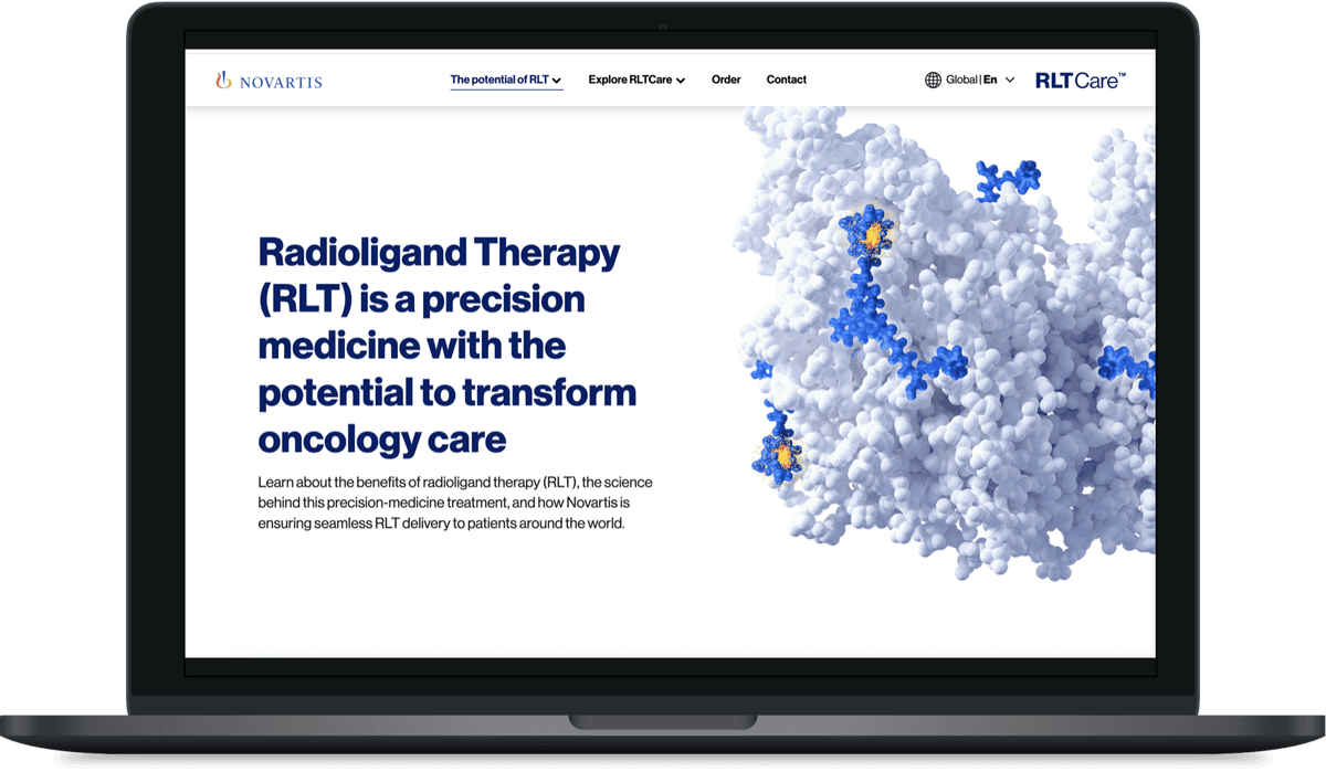 Novartis RLT platform displayed on laptop